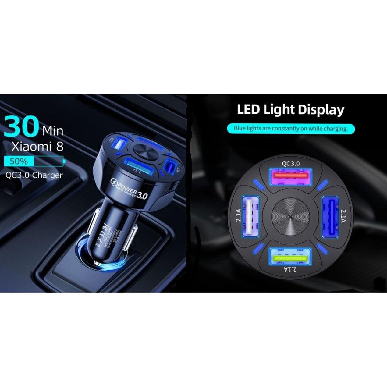 PBG LED 4 Port Rapid Car Charger - Charges 4 Devices at once!